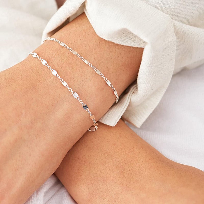 Tasiso Silver Plated Simple Lip Chain Bracelets Delicate Layered Link Bracelets for Women Dainty Layering Bracelet Hand Jewelry - Image 2